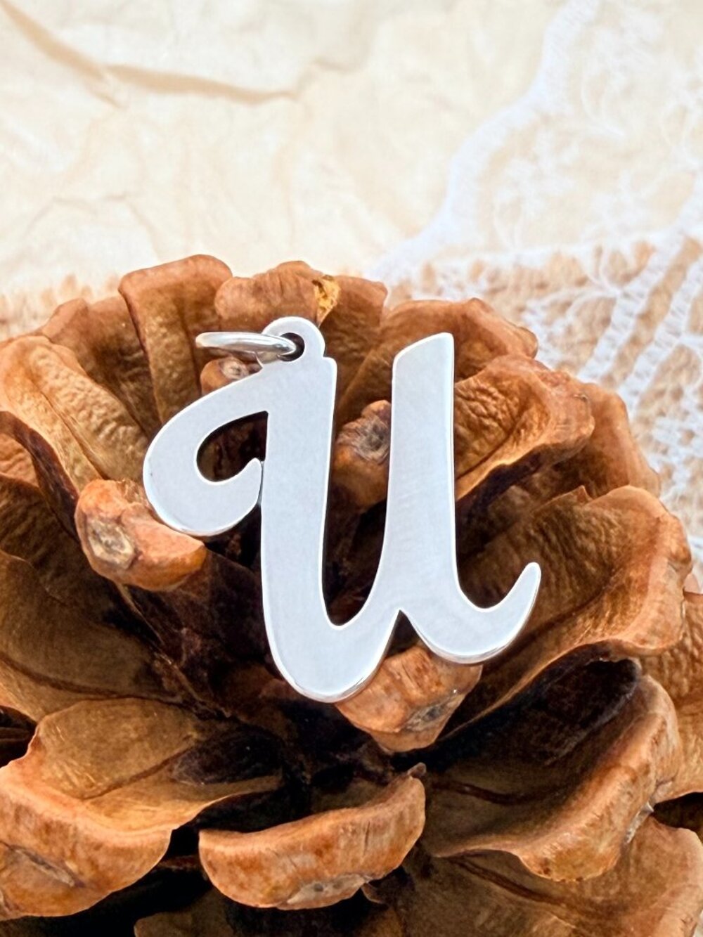 James Avery Large Script Initial U Charm Sterling Silver Letter Charm